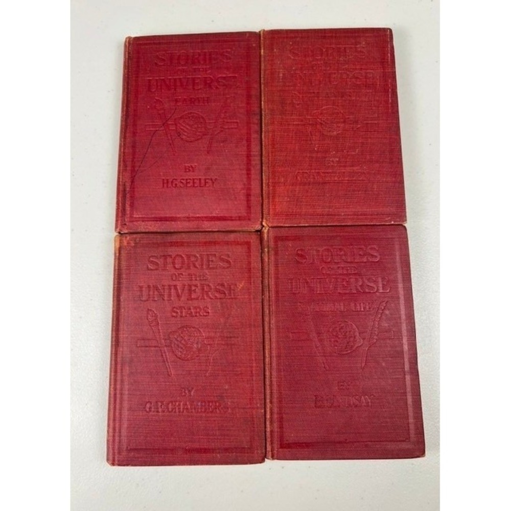 Antique 1909 Stories of the Universe 4 Book Set Stars Plants Animal Life Earth